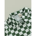 thumbnail image 5 of Coduop Toddler Boys Outfit Set Checkerboard Short Sleeve Lapel Shirts Tops Straps Shorts 2Pcs Suit, 5 of 8