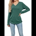 thumbnail image 1 of Camisas de Larga para Mujer, Cuello en V, Blusas Casuales, Sueltas, Elegantes, Básicas, Moda de Otoño, Conjuntos de Moda, Ropa de Invierno Verde XL, 1 of 7