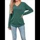 thumbnail image 1 of Camisas de Larga para Mujer, Cuello en V, Blusas Casuales, Sueltas, Elegantes, Básicas, Moda de Otoño, Conjuntos de Moda, Ropa de Invierno Verde S, 1 of 7