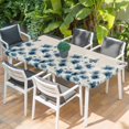 thumbnail image 2 of Navy Blue Floral Table Cloths for 5 Foot Rectangle Tables, Spring Flowers Rustic Butterfly Patio Waterproof Elastic Fitted Tablecloths, Washable Rectangular Table Cover for Camping, 2 of 8
