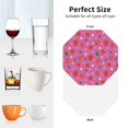 thumbnail image 6 of Zufioo Strawberry Floral Print Leather Coaster Set, Decorative PVC Coasters 4-pack - Scald and Stain-resistant, Suitable for Home, Cafes, Restaurants-Octagon, 6 of 6