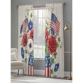 thumbnail image 4 of Happy Independence Day Sheer Curtains 2 Panels Set U. S. Flag Flowers White Five-Pointed Stars Sheer Window Curtains Light Filtering Rod Pocket Voile Drapes for Bedroom Living Room 52"X84", 4 of 9