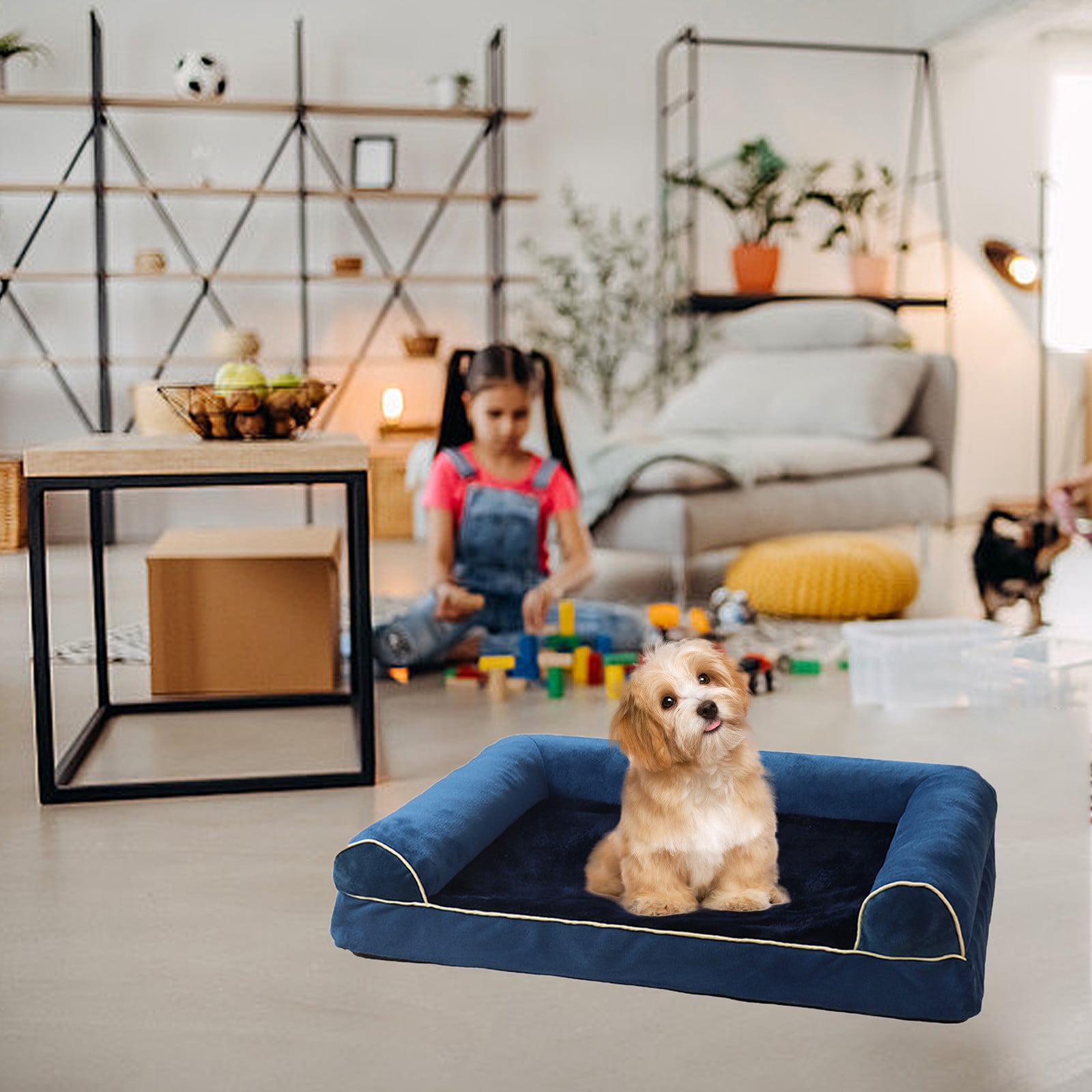 UTXQFD Orthopedic Dog Beds, Waterproof Memory Foam Dog Bed with Sides, Non-Slip Bottom and Egg-Crate Foam Big Dog Couch Bed with Washable Removable Cover,