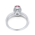thumbnail image 3 of Halo Oval Fashion Ring Ruby CZ Accent 925 Sterling Silver Size 4, 3 of 6