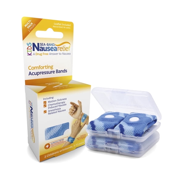 Sea-Band Anti-Nausea Motion Sickness Bracelets, 1 Pair, Gray 2 bands