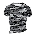 thumbnail image 5 of Dresfit Men's Camo Shirt Camouflage Crew Neck Work Out Tops Short Sleeve Musle Big and Tall Tennis Tees Basic Relaxed Fit T Shirts Gray XL, 5 of 6