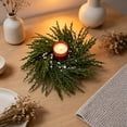 thumbnail image 4 of Linnome Christmas Floral Candle Ring Wreath Decor Table Centerpiece Garland for Dining Table Fireplace Party Holiday Tabletop Ornament 10.24x10.24x1.97in, 4 of 6
