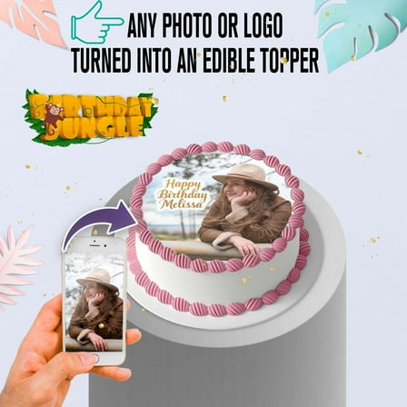 Custom Order Edible Birthday Cake Topper - 8 Inch Round Picture