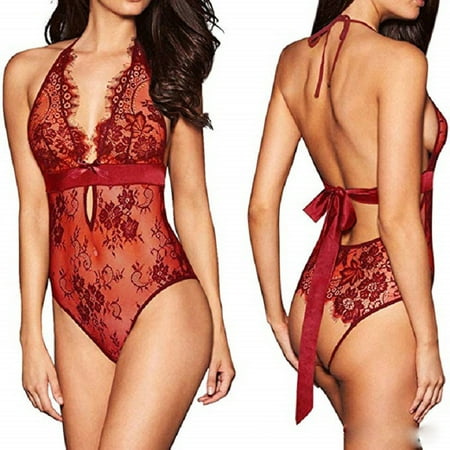 

Lingerie For Women Fashion Women Lingerie Backless Lace V-Collar Underwear Pajamas