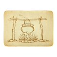 thumbnail image 1 of NUDECOR Hanging on Log Cast Iron Pan Hot Embers Fading Campsite Stew Boiling Potatoes Freehand Ink Drawn Sketch Doormat Floor Rug Bath Mat 23.6x15.7 inch, 1 of 1