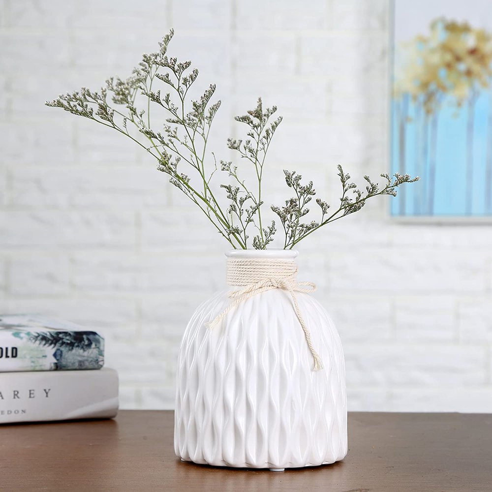 Yirtree Nordic Style Plastic Faux Ceramics Striped Vase Rustic Home