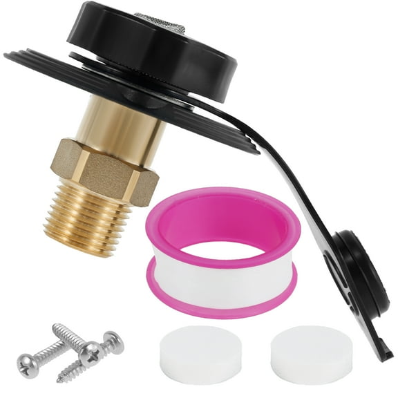 RV City Water Fill Inlet with Check Valve Lead-Free Brass RV Fresh Water Inlet Sturdy 3/4 NH Female to 1/2 NPT Male RV Water Inlet Connection Replacement for RV Camper