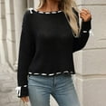 thumbnail image 5 of Drses Women Long Sleeve Top Bow Front Knitted Pullover Ribbon Lace Up Cable Jumper Knitwear Going Out Top, 5 of 8