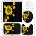 thumbnail image 5 of Yellow Flower Sunflower Bathroom Sets with Shower Curtain and Rugs and Accessories, Summer Spring Leaf Black Shower Curtain Sets, Floral Shower Curtains for Bathroom Decor 4 Pcs, 5 of 15