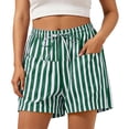 thumbnail image 2 of Lmueinov Women's Striped Casual Shorts Elastic Waist Adjustable Drawstring Loose Fit Lightweight Summer Beach Lounge Shorts with Pockets, S-3XL, 2 of 5