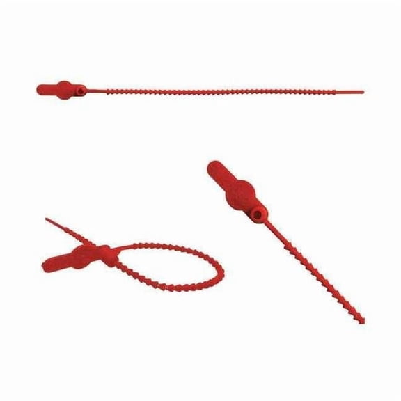Pull Tight Beaded Molded Seals 8-1/2" x 9/64", Red, Pk250