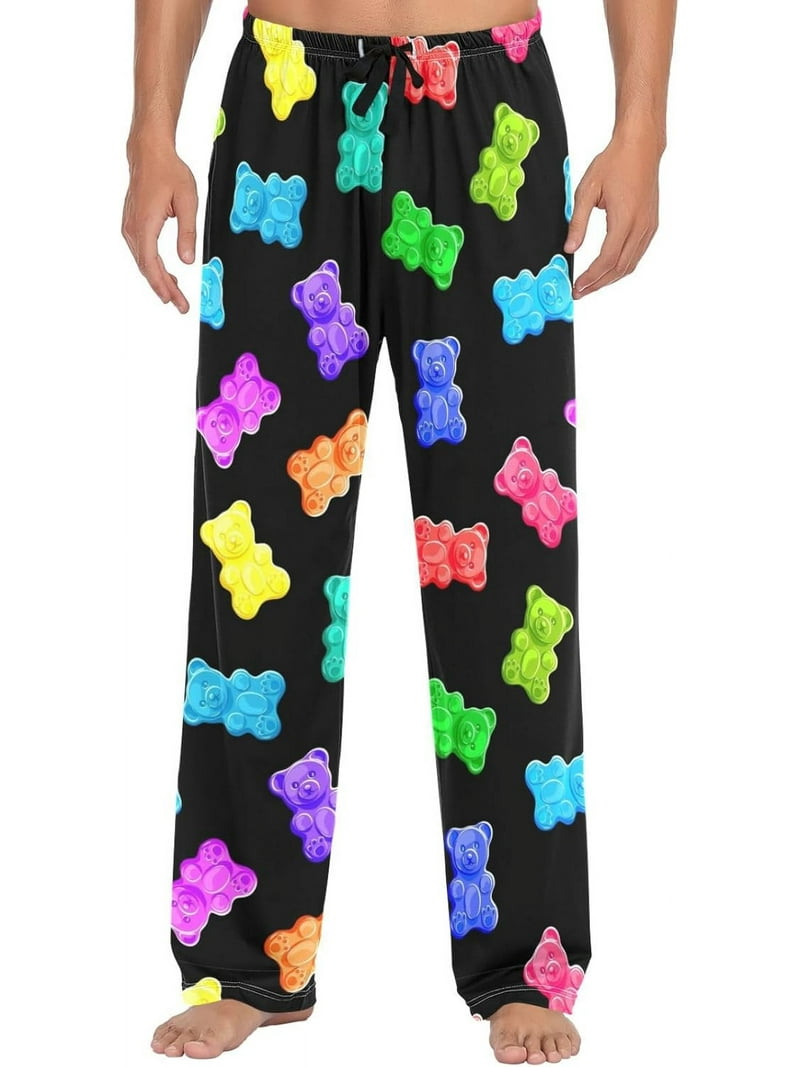 Top-kevin Men's Pajama Bottoms Colorful Sweet Jelly Bears Mens