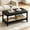 Black, variant on Rattan Coffee Table, 39 Inch Wood 2 Tier Rectangular Center Table with Storage Shelf for Living Room
