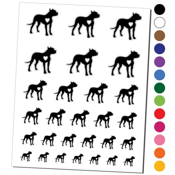 American Pit Bull Terrier Dog with Heart Water Resistant Temporary Tattoo  Set Fake Body Art Collection - Orange - Walmart.com