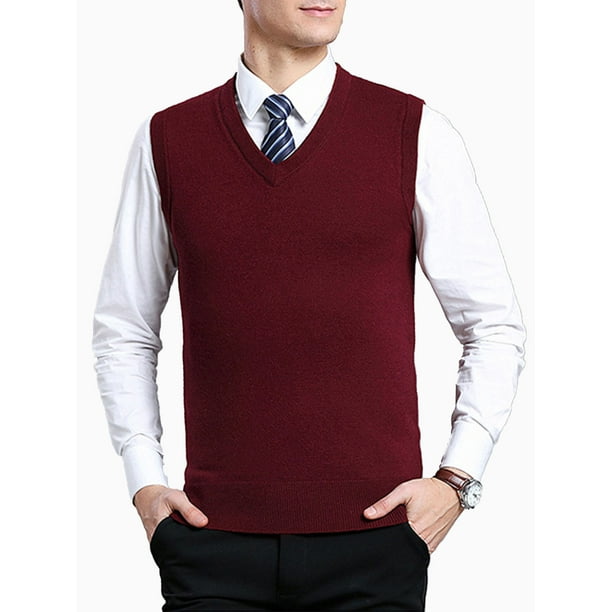 AMaVo - Classic Solid V Neck Sweater Vest for Men Casual Relax Fit Knit ...