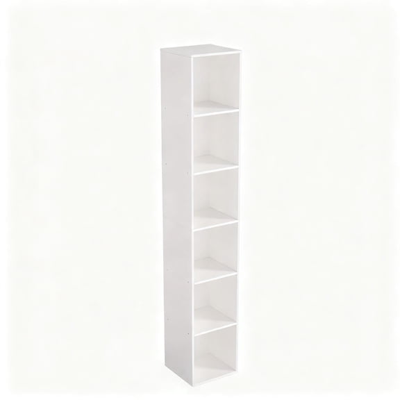 White 6-Tier Cube Shelf Freestanding Tall Storage Organizer Modern Minimalist Bookcase For Living Room Bedroom Office