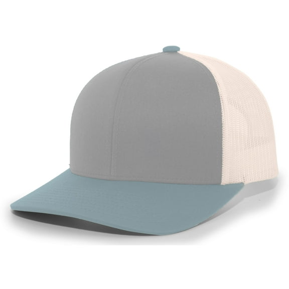 Pacific Headwear Adult Trucker Hat Heather Grey/Beige/Smoke Blue Os