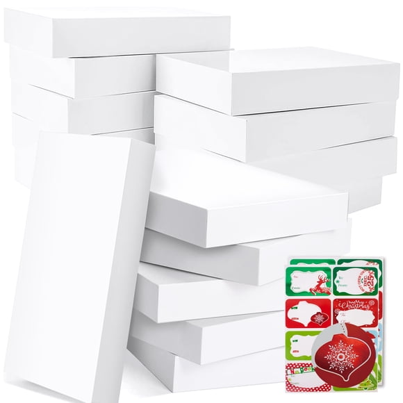 Cajas de regalo para fiestas divertidas, 18, blancas, grandes, con tapas, 80 pegatinas