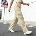 thumbnail image 6 of MAIHAN Womens Wide Leg Pants Cargo Pants for Women High Waisted Baggy Wide Leg Stretchy Y2K Streetwear Black Cargo Pants Women with Pockets(Beige,XXL), 6 of 6