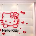 thumbnail image 4 of Calcomanía de pared 3D, acrílico estéreo mediano, dibujos animados, lindo gato, Hello Kitty, pegatina de pared para habitación de niños, dormitorio, cabecera, letras grandes rojas y negras, 4 of 5
