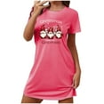 thumbnail image 5 of Aboser Short Sleeve Nightgowns for Women Halloween Holiday Sleepwear Funny Printed Nightshirt Loose Fit Crewneck Pajama Dress, 5 of 6