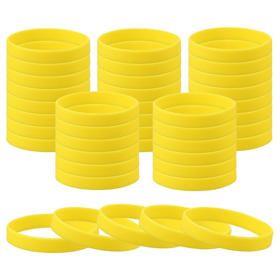Uxcell Rubber Bracelets 60 Pcs Unisex Silicone Sports Wristbands for Sports Party Games Fashion Decorations Yellow
