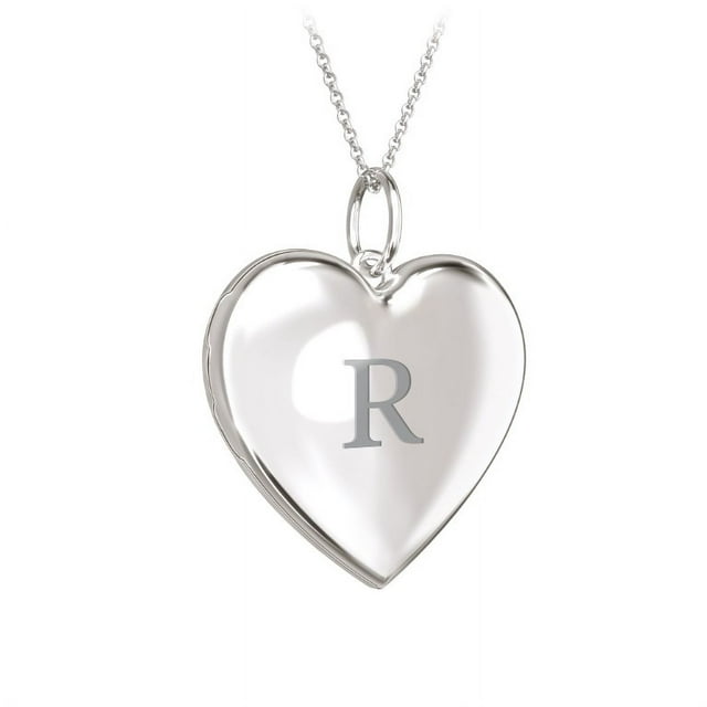 Initial Heart Locket Necklace in 10K White Gold