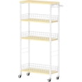thumbnail image 1 of Slim Storage Cart Narrow Laundry Cart on Wheels Utility Kitchen Rolling Rack with Wood Tabletop Mobile Shelving Unit Bathroom Storage Organizer Slide Out Rolling Tower for Narrow S, 1 of 7