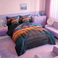 thumbnail image 2 of Manfei Rustic Lake Sunset Fire Cloud Bedding Comforter Set for Kids Boys and Girls, Lake House Queen Bedding Sets, Black Reversible 7 Pieces, 2 of 6