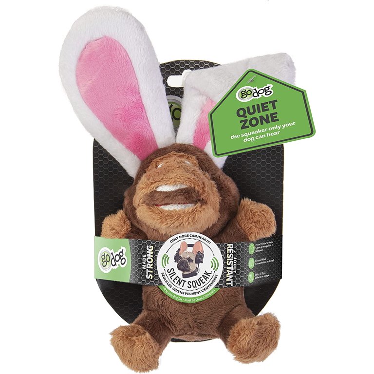 goDog Silent Squeak Flips Dog Toy - Monkey/Ra