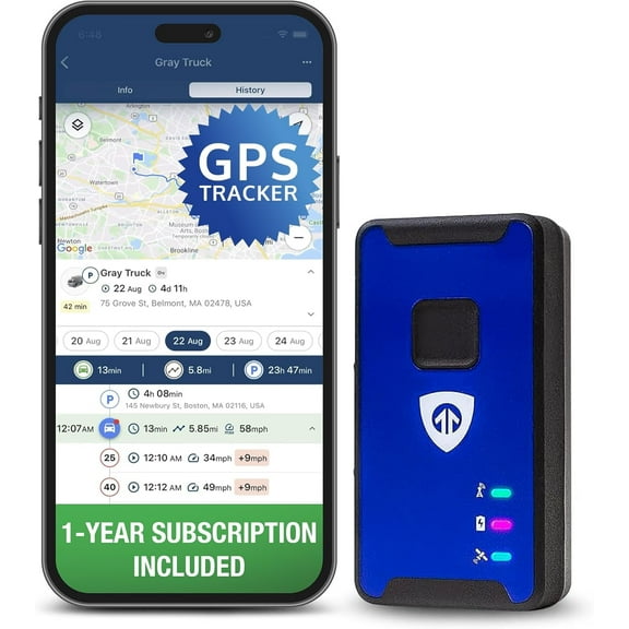 Brickhouse Security GPS Tracker for Vehicles No Monthly Fee - 1 Year Subscription Included - Portable LTE GPS International Tracking Devices for Cars Hidden - Tiny GPS Trackers for Cars & More