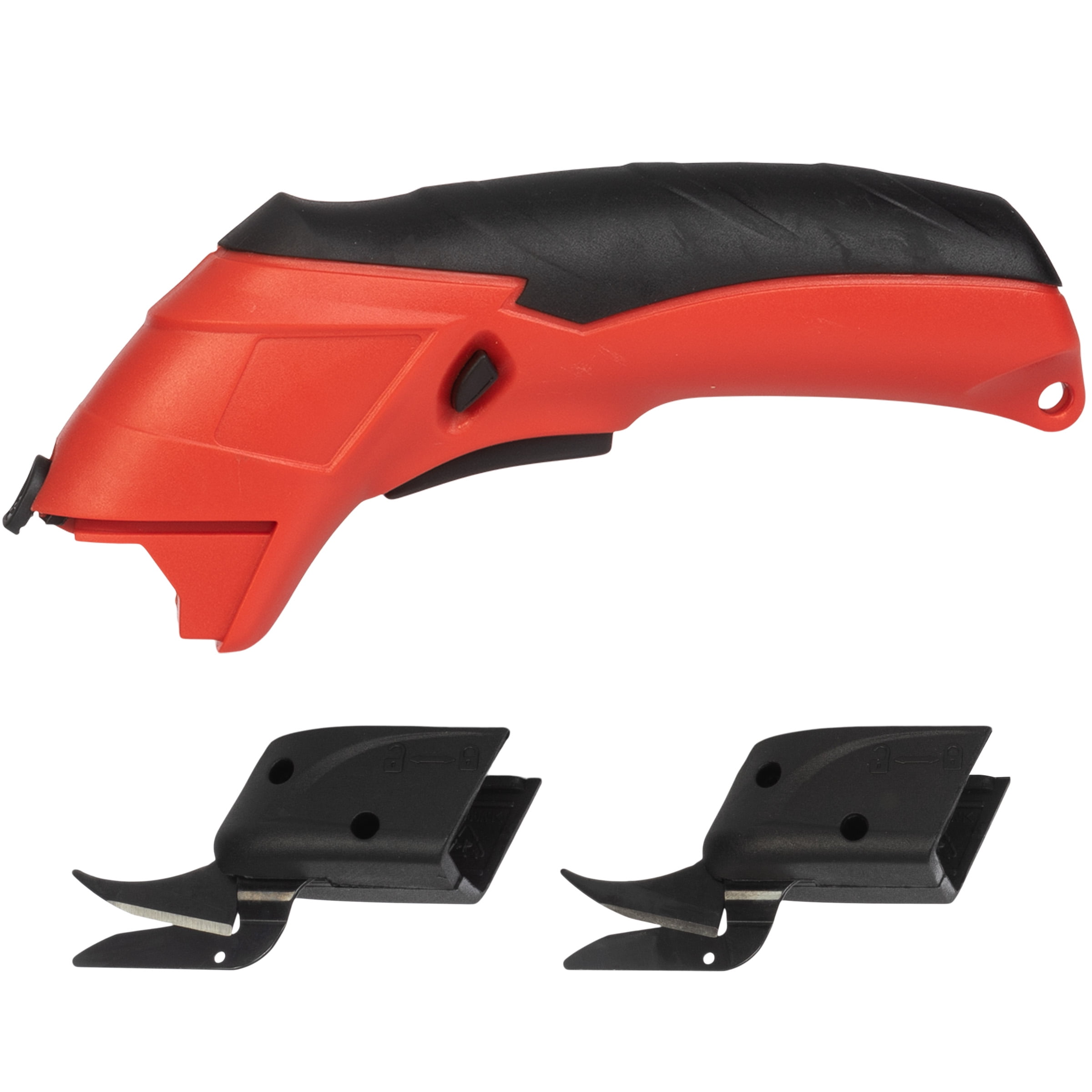 Stalwart Cordless Electric Scissors with 3.6V Rechargeable Battery - Cardboard Cutter Tool, 2 Blades and Standard Power Cord, Red