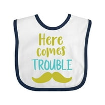Inktastic Here Comes Trouble, Mustache, Moustache Boys or Girls Baby Bib