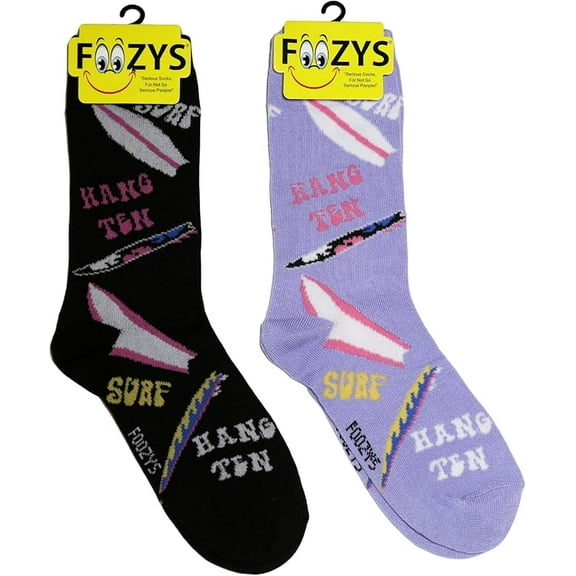 Foozys Women’s Crew Socks | Surf Boards Sports Novelty Socks | 2 Pair