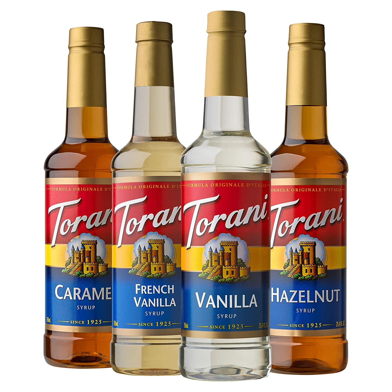 Torani Variety Pack Caramel, French Vanilla, Vanilla & Hazelnut, 25.4
