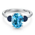 thumbnail image 3 of Gem Stone King 3.90 Ct Oval Swiss Blue Topaz Blue Sapphire 925 Sterling Silver Ring, 3 of 6