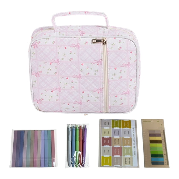 Bible Cover Case for Women Large Bible Bag w/Handle, Tabs, Pens, Study Supplies Organizer Journaling Kit Quilted Book Carrying Case Christian Gifts for Mom, Lady, Friends