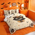 thumbnail image 2 of Homewish Cartoon Halloween Cat 7 Pieces Full Size Bedding Sets,Witch Hat Pumpkin Bat Pattern Full Size Bed in a Bag,Halloween Reversible, 2 of 8