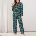 thumbnail image 2 of KLL Fish Style Print Women's Long Sleeve Pajamas with Pants Sleepwear Loungewear 2 Set-Small, 2 of 7