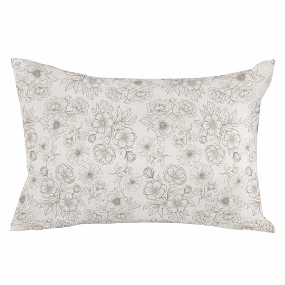 Botanical Flowers Throw Pillow Cover 24 x 36 Inch Decorative Pillow Cover Country Chic Retro Floral Leaves Plants Lumbar Pillowcase Seasonal Rectangle Cushion Case for Couch Sofa Bed Living Room