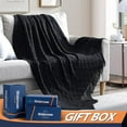 thumbnail image 3 of Walensee 100% Acrylic Knit Throw Blanket for Couch, 60" x 80", Black, Machine Washable, 3 of 8