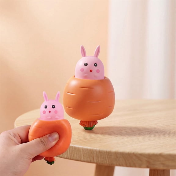 Carrot Shape Squeeze Ball Cute Easter Bunny Style Large Soft TPR Slow Recovery Hand Grip Decompression Ball Pinch Knead Sensory, 1 Count