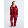 thumbnail image 2 of Joyspun Women’s Stretch Velour Notch Collar Long Sleeve Pajama Set, Sizes XS to 4X, 2 of 5