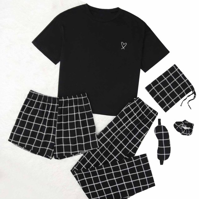 Prix Coupés: Ensembles de Pyjama pour Femmes, T-shirt à Manches Courtes Confortable pour la Maison, Ensemble de Pyjama Décontracté, 100% Polyester Akmoler