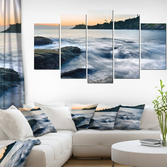 Vagues de Mer à Mouvement Lent sur des Rochers - Uvre d'Art Moderne sur Toile
